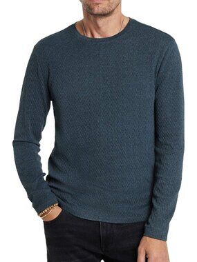 John Varvatos Collection Men's Karl Crinkled Texture Crew Tee Shirt Eclipse Hthr